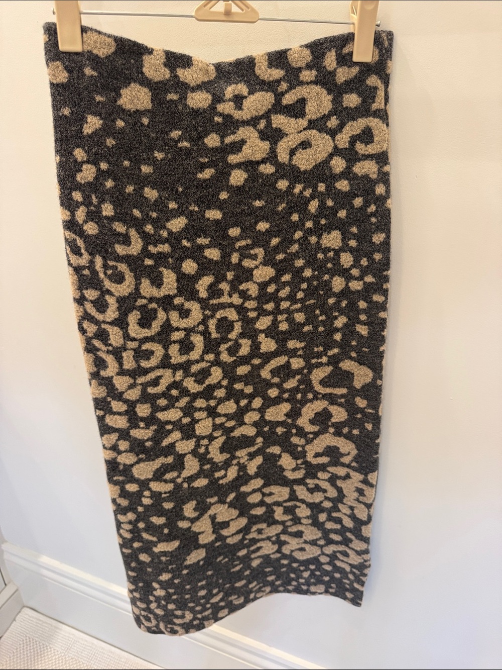 By Malene Birger Black & Tan Leopard Knit Midi Skirt